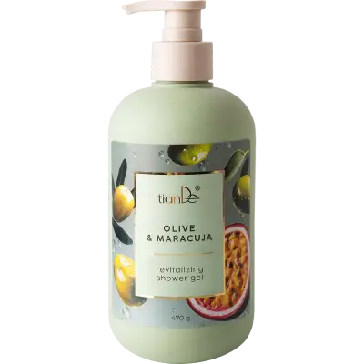 Gel de duș revitalizant cu măsline și fructul pasiunii, 470g