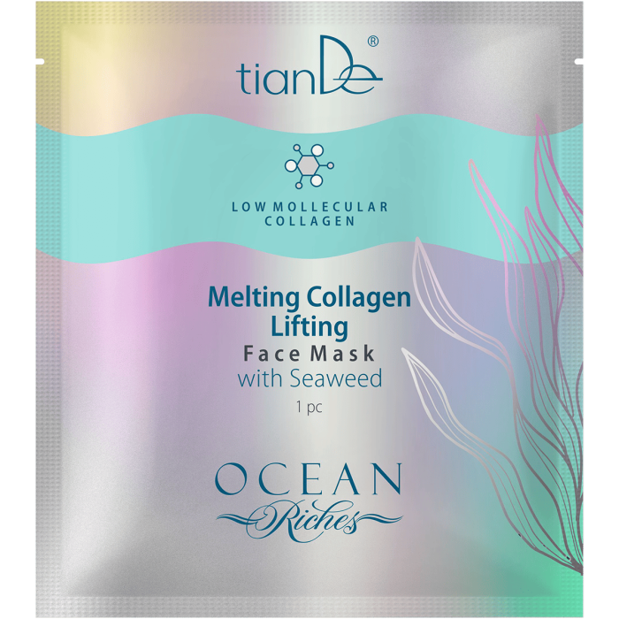 Mască de față cu efect de lifting, cu colagen și alge marine 